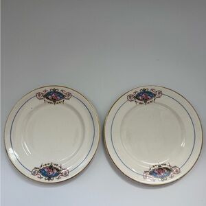 Mount Clemens Mildred China Pink Roses With Gold Trim Plates Lot of 2